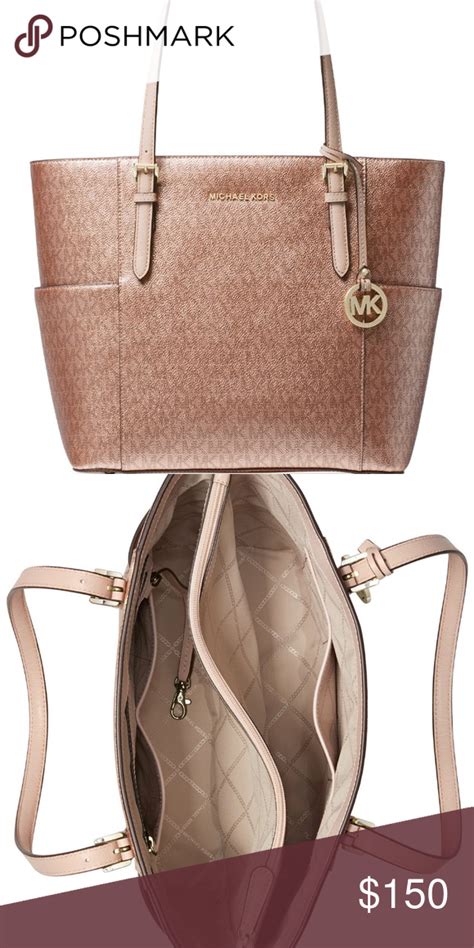 michael kors tote bag rose gold|Michael Kors gold clutch bag.